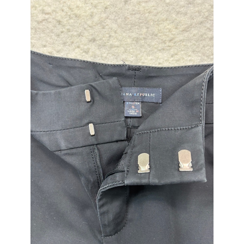 Banana Republic Black Wide Leg Stretch‎ Cotton Trousers Pants  Size 8 #209 - Picture 7 of 10